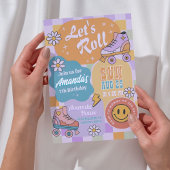 Roller Skate Birthday Party - Retro Groovy Kaart