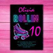 Roller Skate Feest Meisjes Neon Glow Verjaardag Kaart