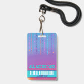 Roller SKate-feest, VIP-pas, uitnodiging, Glitters Badge (Voorzijde met lanyard)