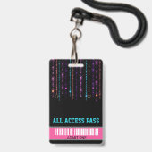 Roller SKate-feest, VIP-pas, uitnodiging, Glitters Badge (Voorzijde met lanyard)
