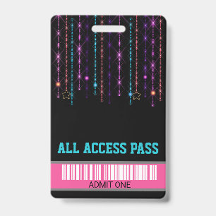 Roller SKate-feest, VIP-pas, uitnodiging, Glitters Badge