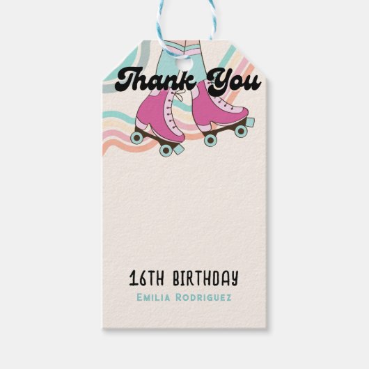 Roller Skate-feestartikelen in 70s Rock and Roll-s Cadeaulabel (Voorkant)