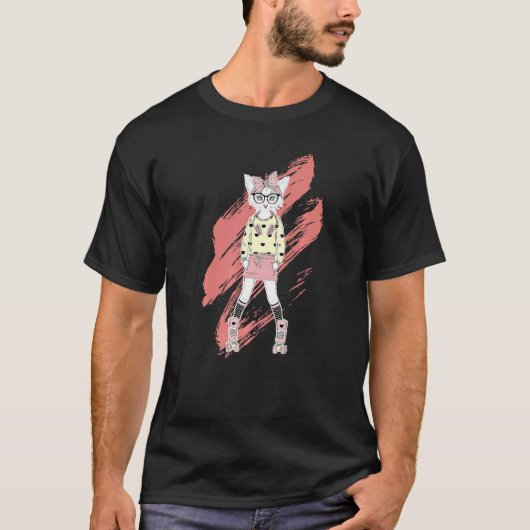 Roller Skate Kat Trui Roller SChaatsen T-shirt (Voorkant)