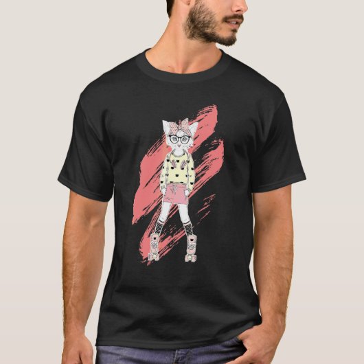 Roller Skate Kat Trui Roller Skeen T-shirt (Voorkant)