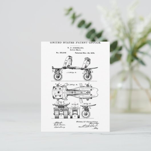 Roller Skate Patent Paper Items Briefkaart (Staand voorkant)