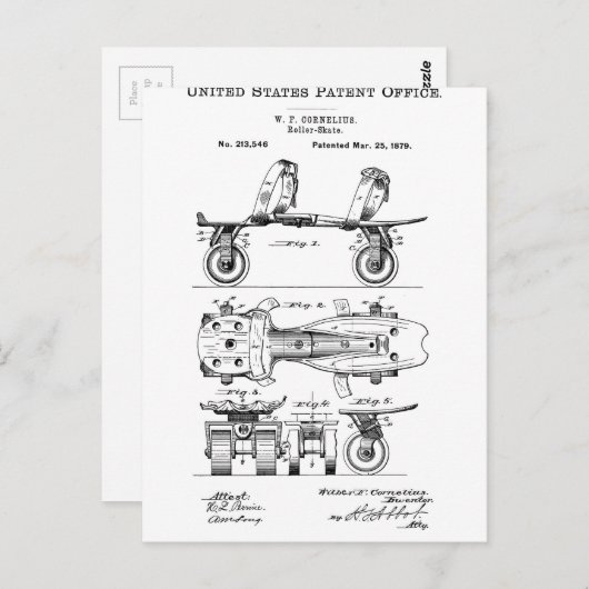 Roller Skate Patent Paper Items Briefkaart (Voorkant / Achterkant)