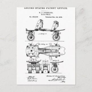 Roller Skate Patent Paper Items Briefkaart