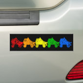 roller skate regenboog bumpersticker (Op auto)