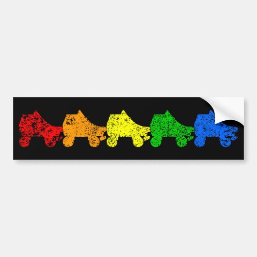 roller skate regenboog bumpersticker (Voorkant)