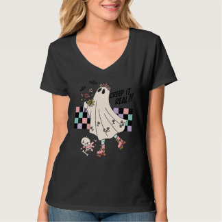 Roller Skate Spooky Creep It Real Ghost Retro Ghou T-shirt