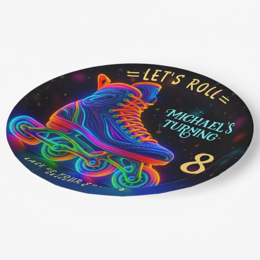 Roller Skate, Turning 8 Balloon Papieren Bordje (Gekanteld)