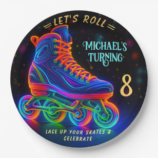 Roller Skate, Turning 8 Balloon Papieren Bordje
