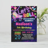 Roller Skaten Thema Regenboog Luipaard 90s Verjaar Kaart (Staand voorkant)