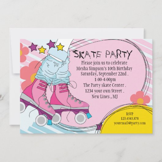 Roller Skateparty-uitnodiging Kaart (Voorkant)