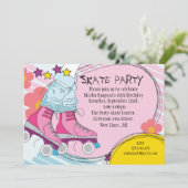 Roller Skateparty-uitnodiging Kaart (Staand voorkant)