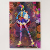 Roller Skater Punk Boerderij Meisje en roosters sc Legpuzzel (Verticaal)