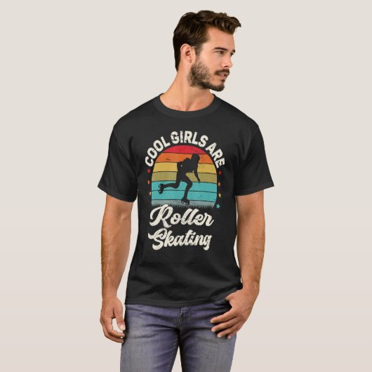 Roller Skater Retro Cool Girls Are Roller Skating T-shirt (Voorkant volledig)