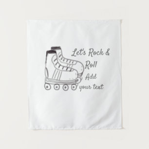 Roller skater Voeg tekst toe laat rock roll kinder Wandkleed