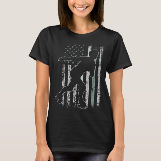 Roller Skates Retro USA Flag Skate 4th of July T-shirt (Voorkant)