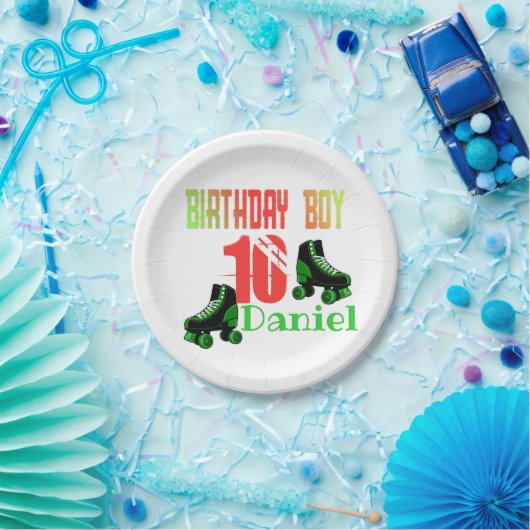 Roller Skating Birthday Boy Family Matching Papieren Bordje (Feest)