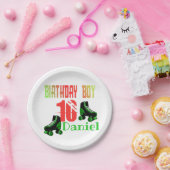 Roller Skating Birthday Boy Family Matching  Papieren Bordje (Feest)