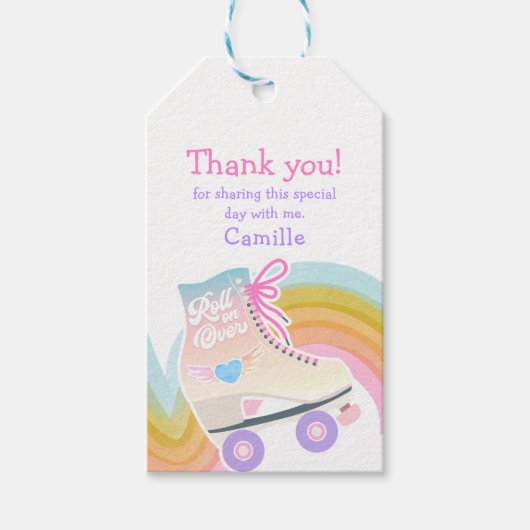 Roller Skating Birthday Favor Cadeaulabel (Voorkant)