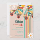 Roller Skating Birthday Groovy hippy Kaart (Voorkant)