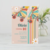 Roller Skating Birthday Groovy hippy Kaart (Staand voorkant)