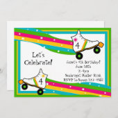 Roller Skating Birthday Invitation Kaart (Voorkant / Achterkant)
