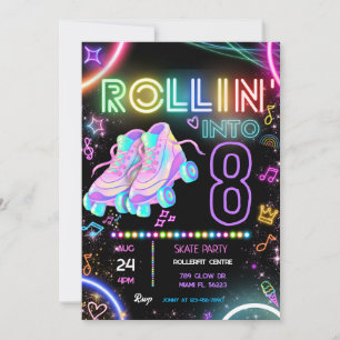 Roller Skating Birthday Invitation Kaart