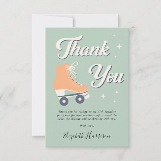 Roller Skating Birthday Party Bedankkaart (Voorkant)