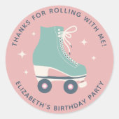 Roller Skating Birthday Party Dank je Ronde Sticker (Voorkant)