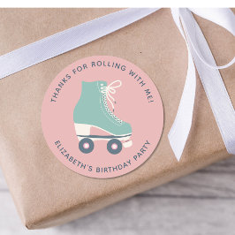 Roller Skating Birthday Party Dank je Ronde Sticker