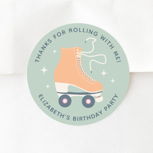 Roller Skating Birthday Party Dank je Ronde Sticker