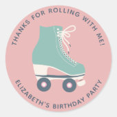 Roller Skating Birthday Party Dank je Ronde Sticker (Voorkant)