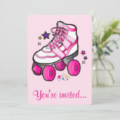 Roller Skating Birthday Party Invitation Kaart (Staand voorkant)