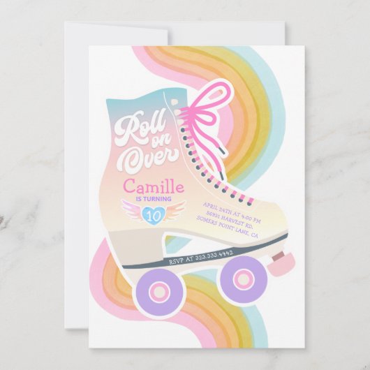 Roller Skating Birthday Party Invitation Kaart (Voorkant)