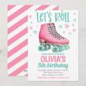 Roller Skating Birthday Party Invitation Kaart (Voorkant / Achterkant)