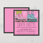 Roller Skating Birthday Party Invitation Kaart (Voorkant / Achterkant)