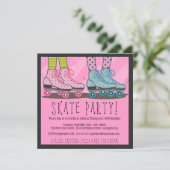 Roller Skating Birthday Party Invitation Kaart (Staand voorkant)