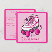 Roller Skating Birthday Party Invitation Kaart (Voorkant / Achterkant)