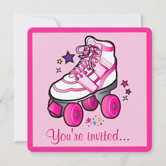Roller Skating Birthday Party Invitation Kaart (Voorkant)