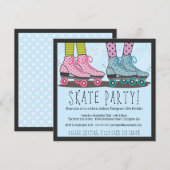 Roller Skating Birthday Party Invitation Kaart (Voorkant / Achterkant)