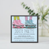 Roller Skating Birthday Party Invitation Kaart (Staand voorkant)