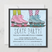 Roller Skating Birthday Party Invitation Kaart (Voorkant)