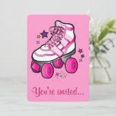 Roller Skating Birthday Party Invitation Kaart (Staand voorkant)