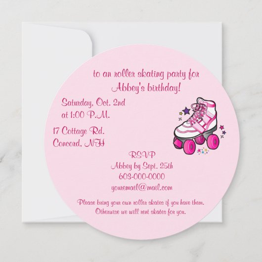 Roller Skating Birthday Party Invitation Kaart (Achterkant)