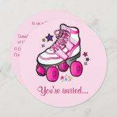 Roller Skating Birthday Party Invitation Kaart (Voorkant / Achterkant)