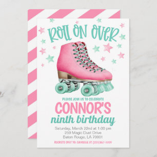 Roller Skating Birthday Party Invitation Kaart