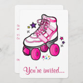 Roller Skating Birthday Party Invitation on White Kaart (Voorkant / Achterkant)